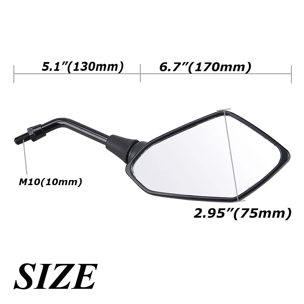 Black Motorcycle Side Mirrors For Kawasaki KLR650 KLX250 KLX250S KLX300R KLX450R
