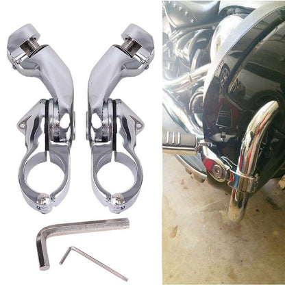 Chrome 1-1/4" Adjustable Highway Short Foot Pegs Mounting Fit For Harley Touring