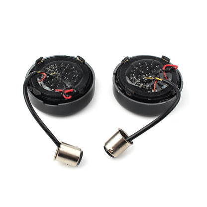 Fit Harley Softail Dyna LED Black Fire Ring Turn Signals Lights Bulbs Lamps