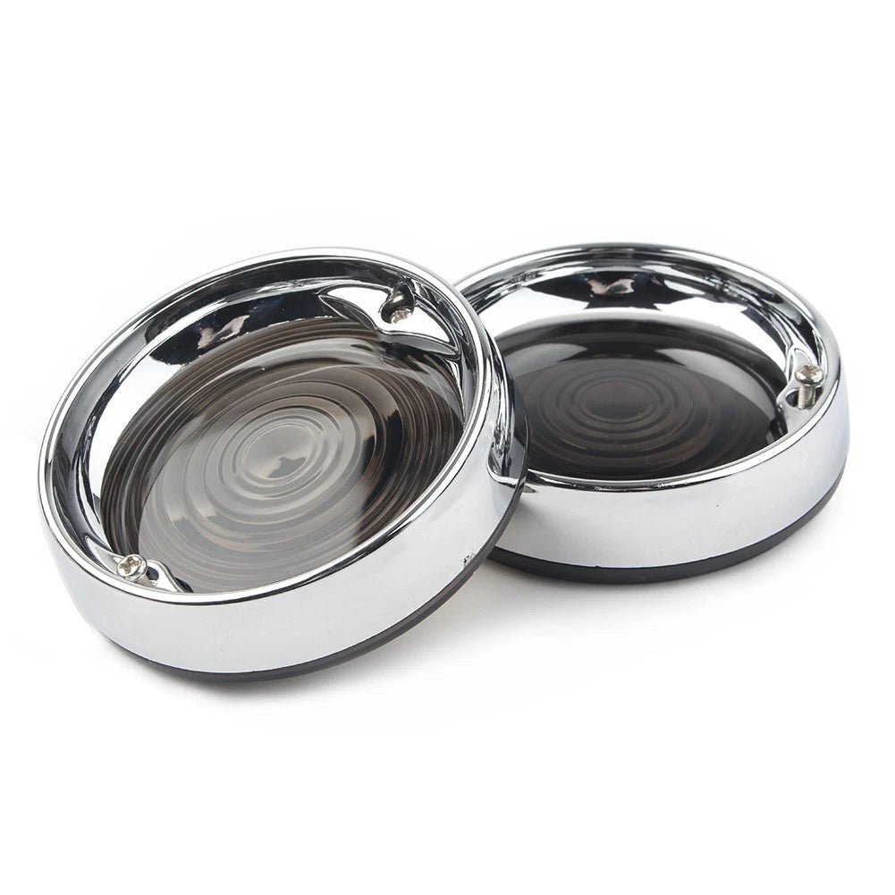 Turn Signal Bezel Gray Len Cover&Trim Rings For Harley Touring Road King 3-1/4"
