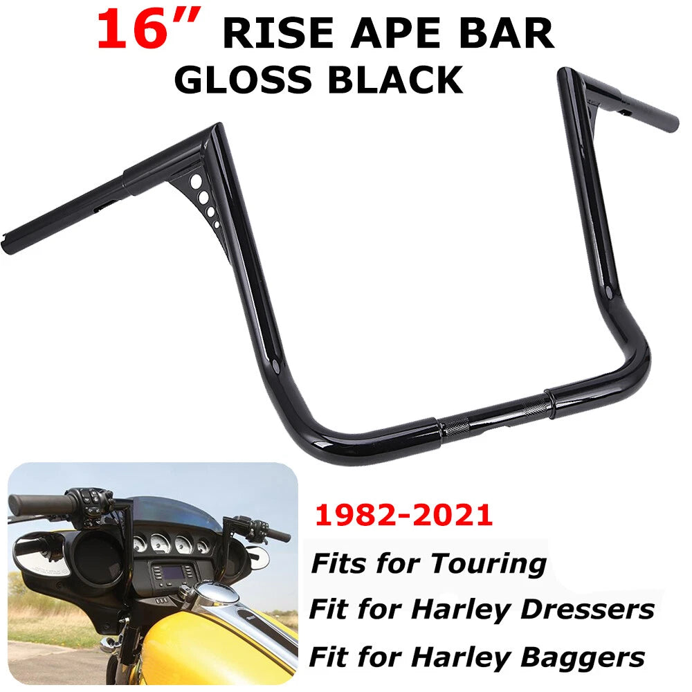 16" Rise 1-1/4" Ape Hanger HandleBar Fit For Harley Dressers Baggers Touring US
