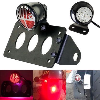 3/4" License Plate Bracket With Tail Brake Light Lamp for Harley Chopper Bobber
