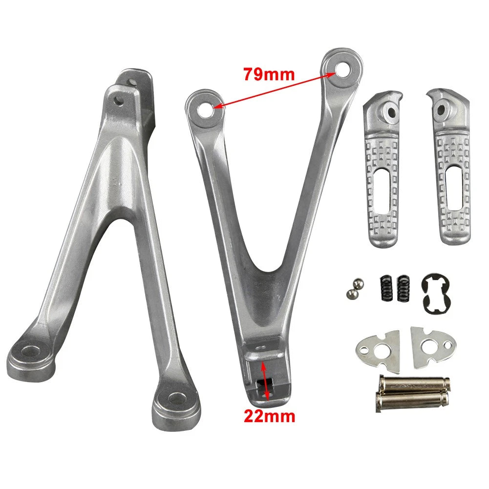2pcs Motorcycle Rear Rider Foot Pegs Bracket Fit Honda CBR1000RR 2008-11 Silver