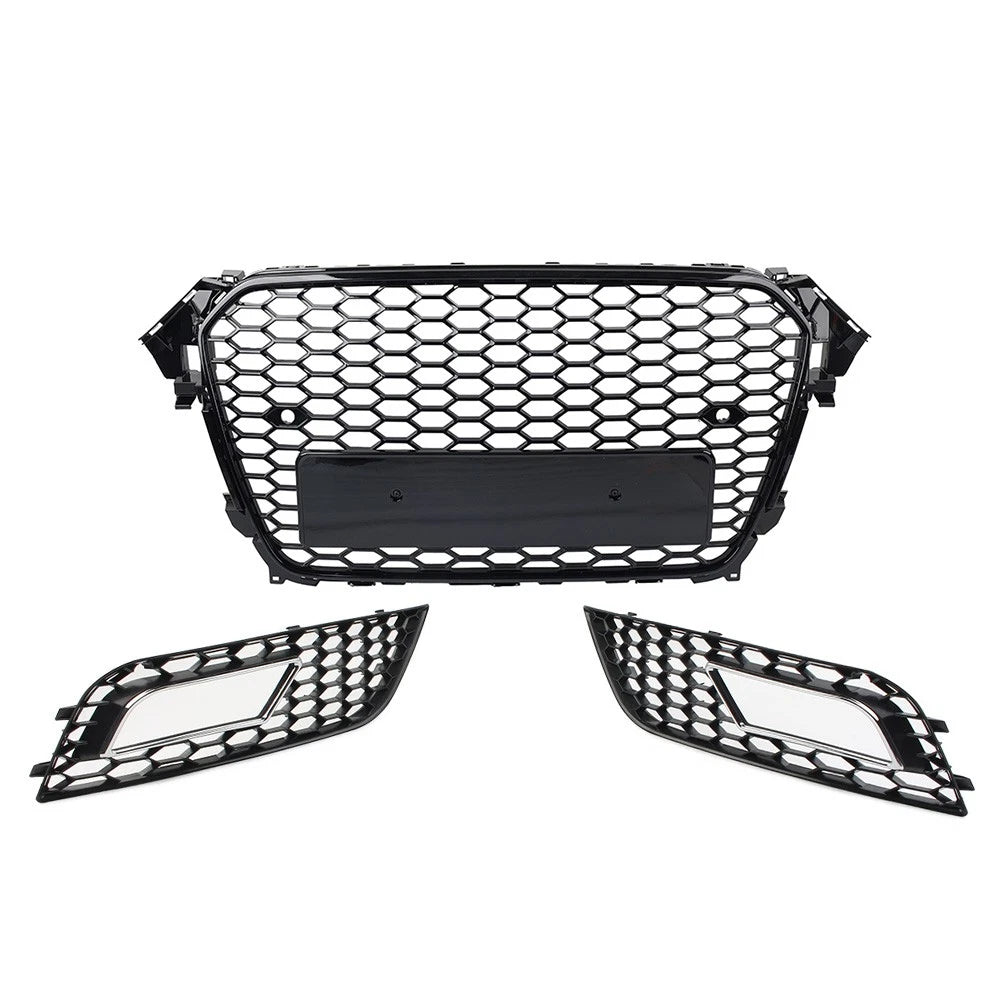 Front Hood Grille Fog Light Covers Honeycomb Style For Audi A4 2013-2016