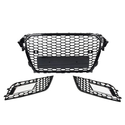 Front Hood Grille Fog Light Covers Honeycomb Style For Audi A4 2013-2016