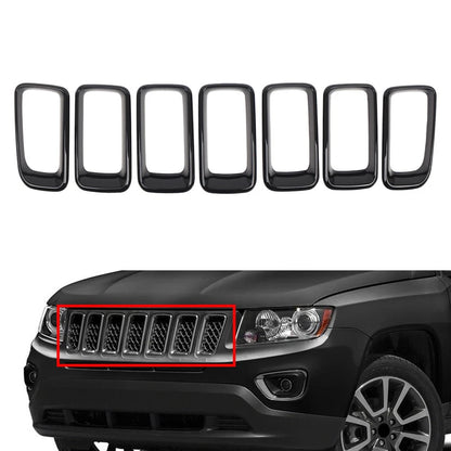 Front Grille Insert Cover Frame Grille Molding Black For Jeep Compass 2011-2017