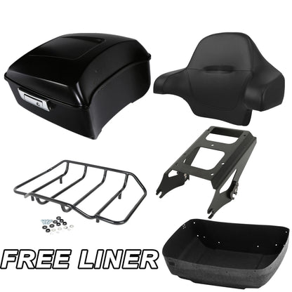 Matte Black King Trunk Backrest Pad Mount Rack For Harley Touring Glide 09-13 US