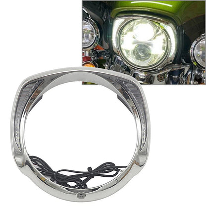 LED Headlight Headlamp Bezel Visor Trim Ring Fit For Harley Touring 2014+ Chrome