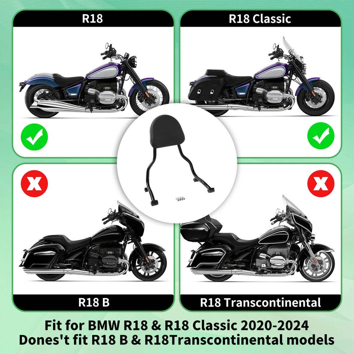 Black Rear Passenger Backrest Pad Sissy Bar Fit For BMW R18 Classic 2021-2024 22