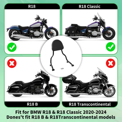 Black Rear Passenger Backrest Pad Sissy Bar Fit For BMW R18 Classic 2021-2024 22