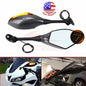 Carbon Fiber Motorcycle LED Blinker Turn Signal Light Rearview Mirrors Universal
