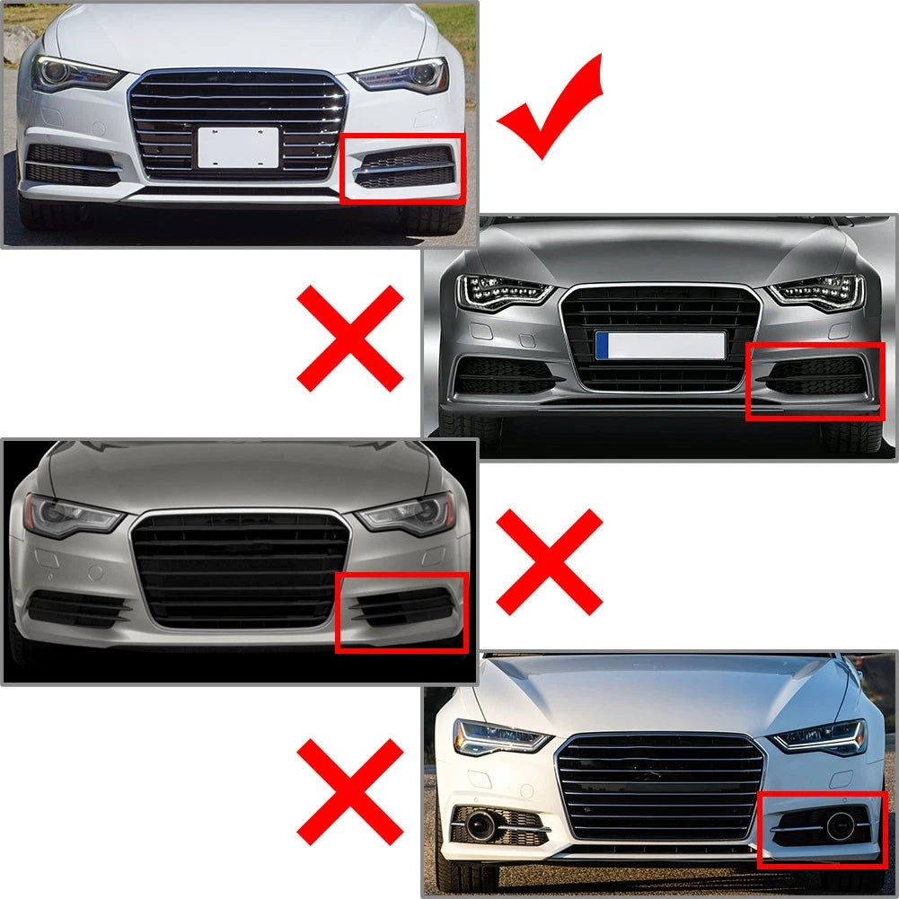 Left Front Bumper Lower Side Grille Fit Audi A6 C7 SLine 2014-2018 Black Chrome