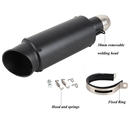 38-51mm Universal Motorcycle ATV Slip-on Exhaust Tip Muffler Pipe Aluminum Black