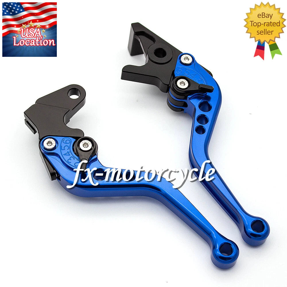 For Suzuki DL650/V-STROM 2004-2010 CNC Brake Clutch Levers Grips Adjustable Blue