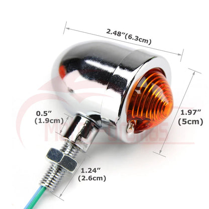 Chrome Motorcycle Bullet Turn Signals Indicator Light Amber Lamp 12V Universal
