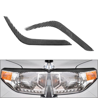 Headlight Eyelids Eyebrow Cover Trim Fit TOYOTA Tundra 14-21 Carbon Fiber Black