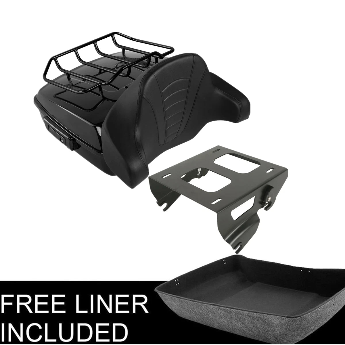 Chopped Trunk Pad Solo Mount Fit Fit For Harley Touring Road Glide 2014-Up Black