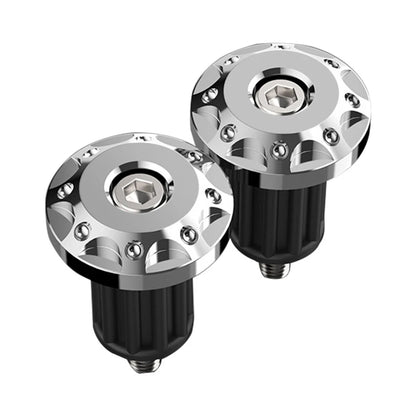 2x 7/8'' Motor Dirt Bike Handlebar Grips Handle Bar End Cap Plugs Slider Silver