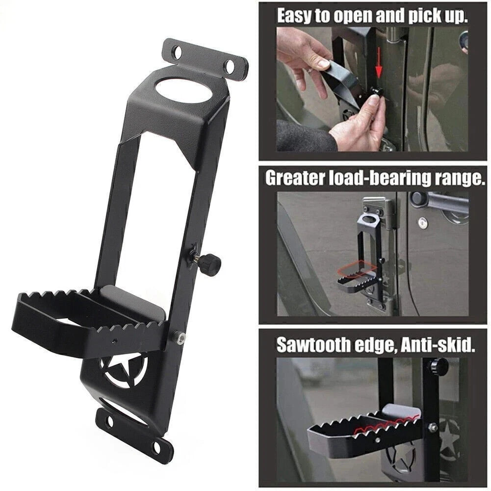 Car Door Hinged Step Pedals Foot Pegs For Jeep Wrangler JK JL