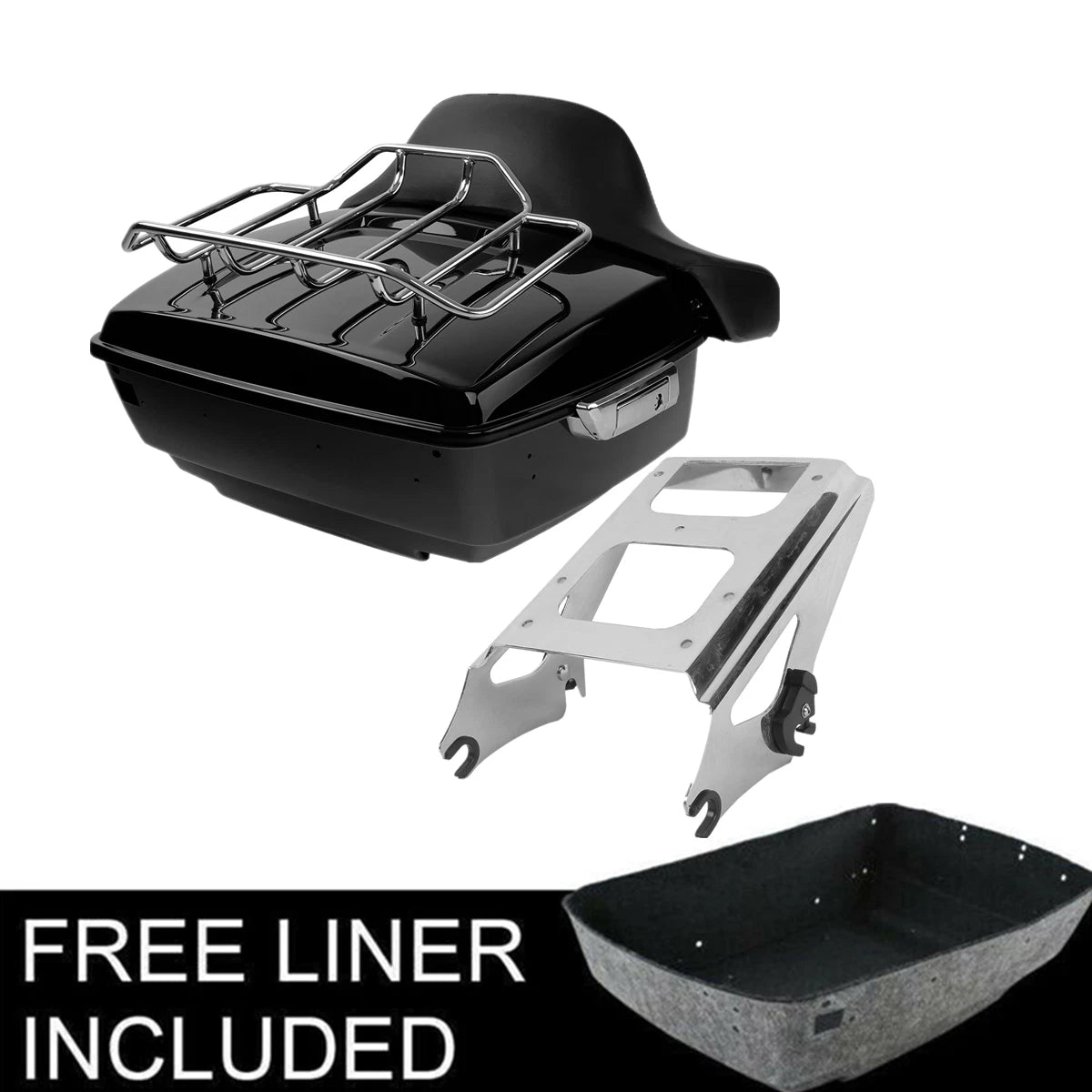 King Trunk Mount Rack Backrest Pad Fit For Harley Touring Road Glide King 09-13