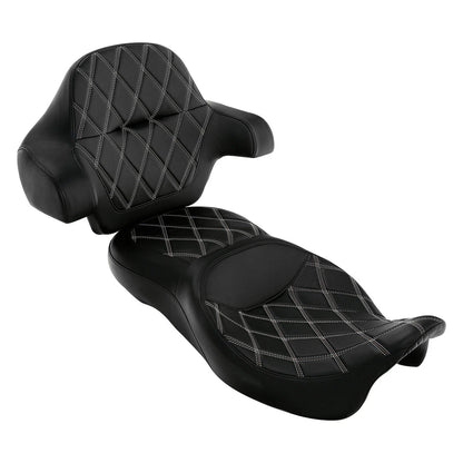 Driver Passenger Seat King Backrest Pad Fit For Harley Touring Road Glide 14-23