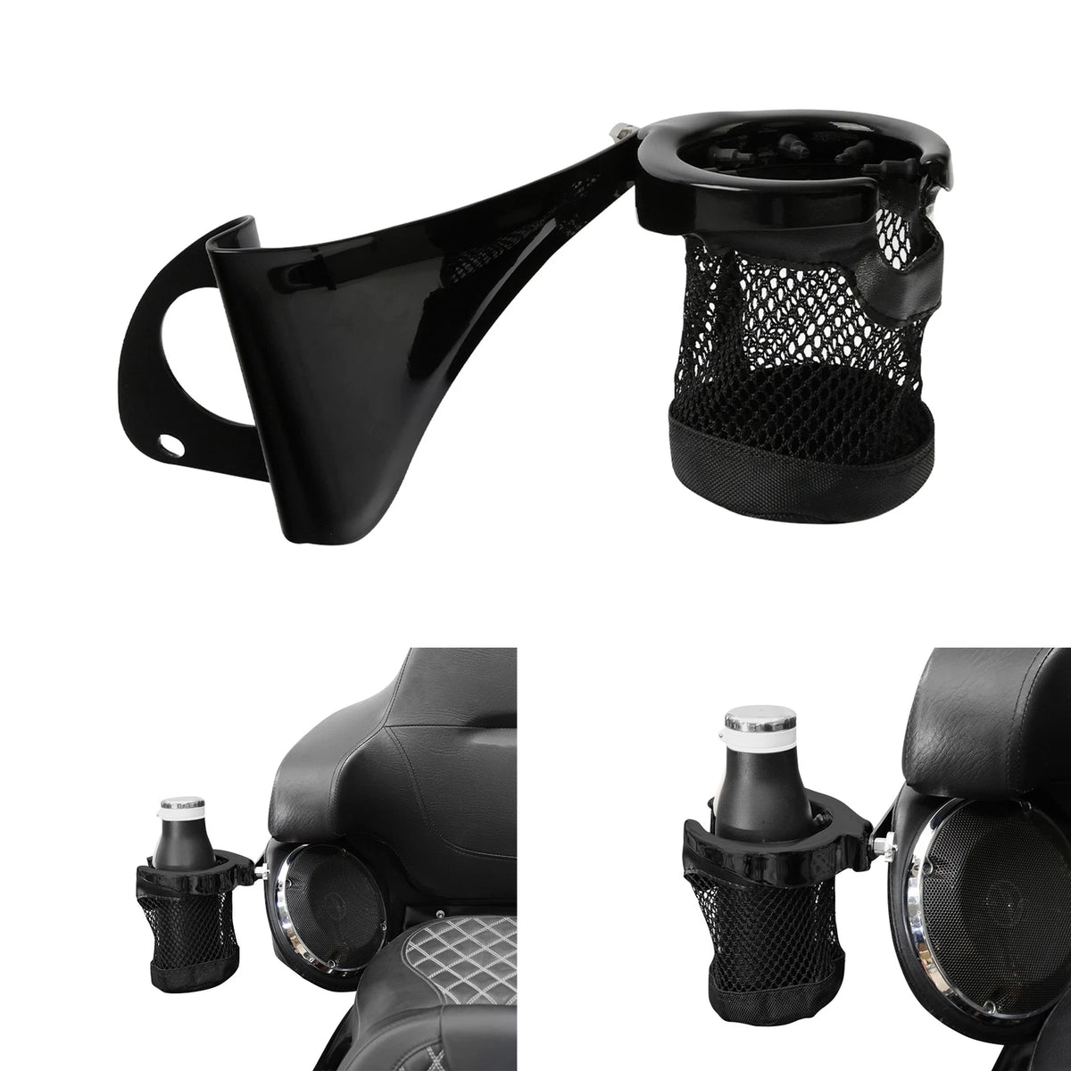 Rear Drink Cup Holder Passenger Fit For Harley Touring Street Road Glide 2014-Up