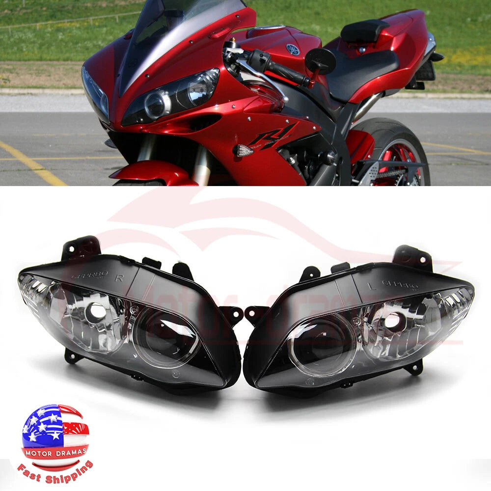 Front Headlight Head Lamp Assembly Clear Lens For Yamaha YZF R1 2004 2006 2005