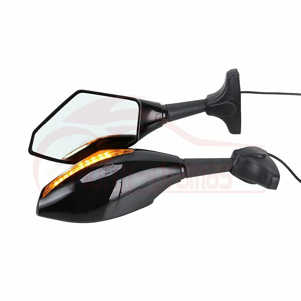 Motorcycle Led Intergrated Turn Signal Side Mirrors for Suzuki Ducati Sport Bike