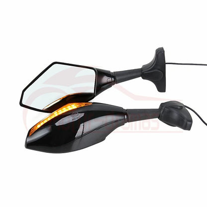 Motorcycle Led Intergrated Turn Signal Side Mirrors for Suzuki Ducati Sport Bike