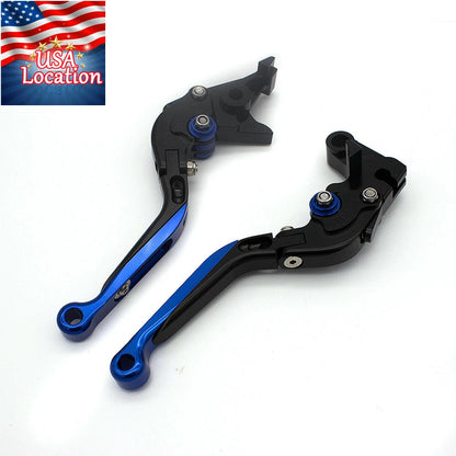 For Yamaha RAPTOR 250 2008-2013 Fold Extend Brake Clutch Levers Grip Handle Blue