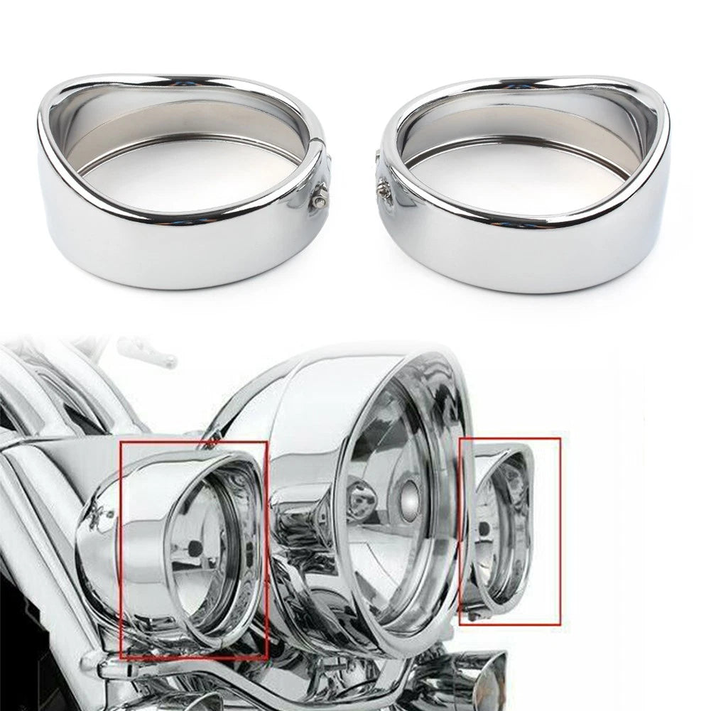 Chrome 4.5" Passing Lights Lamp Trim Ring Bezel Visor Cover For Harley FLHT FLHR
