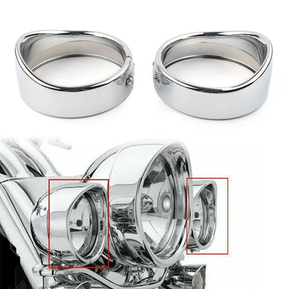 Chrome 4.5" Passing Lights Lamp Trim Ring Bezel Visor Cover For Harley FLHT FLHR