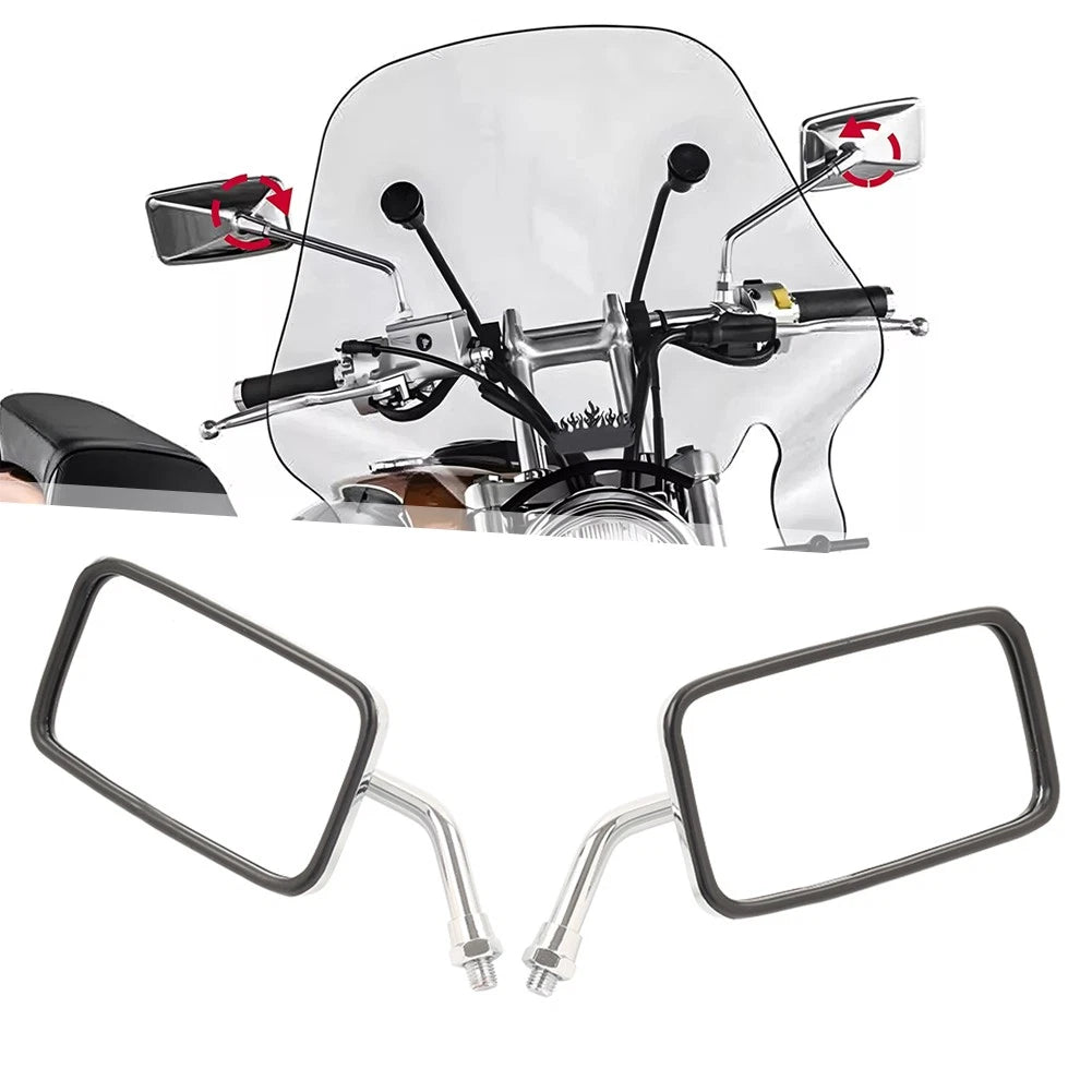 10mm Rectangle Rearview Side Mirrors Chrome For Honda Magna 700 VF700C VF750CD
