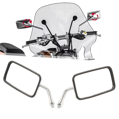 10mm Rectangle Rearview Side Mirrors Chrome For Honda Magna 700 VF700C VF750CD