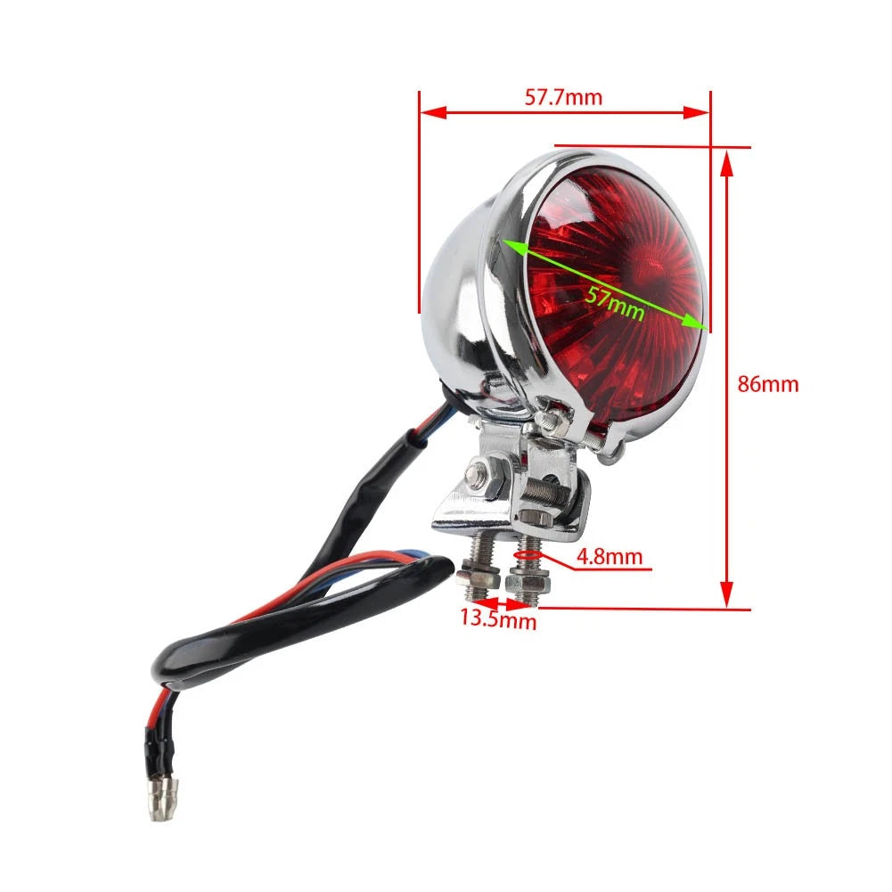 1x Black Motor LED Rear Stop Brake Tail Light Lamp For Cafe Racer Bobber Chopper
