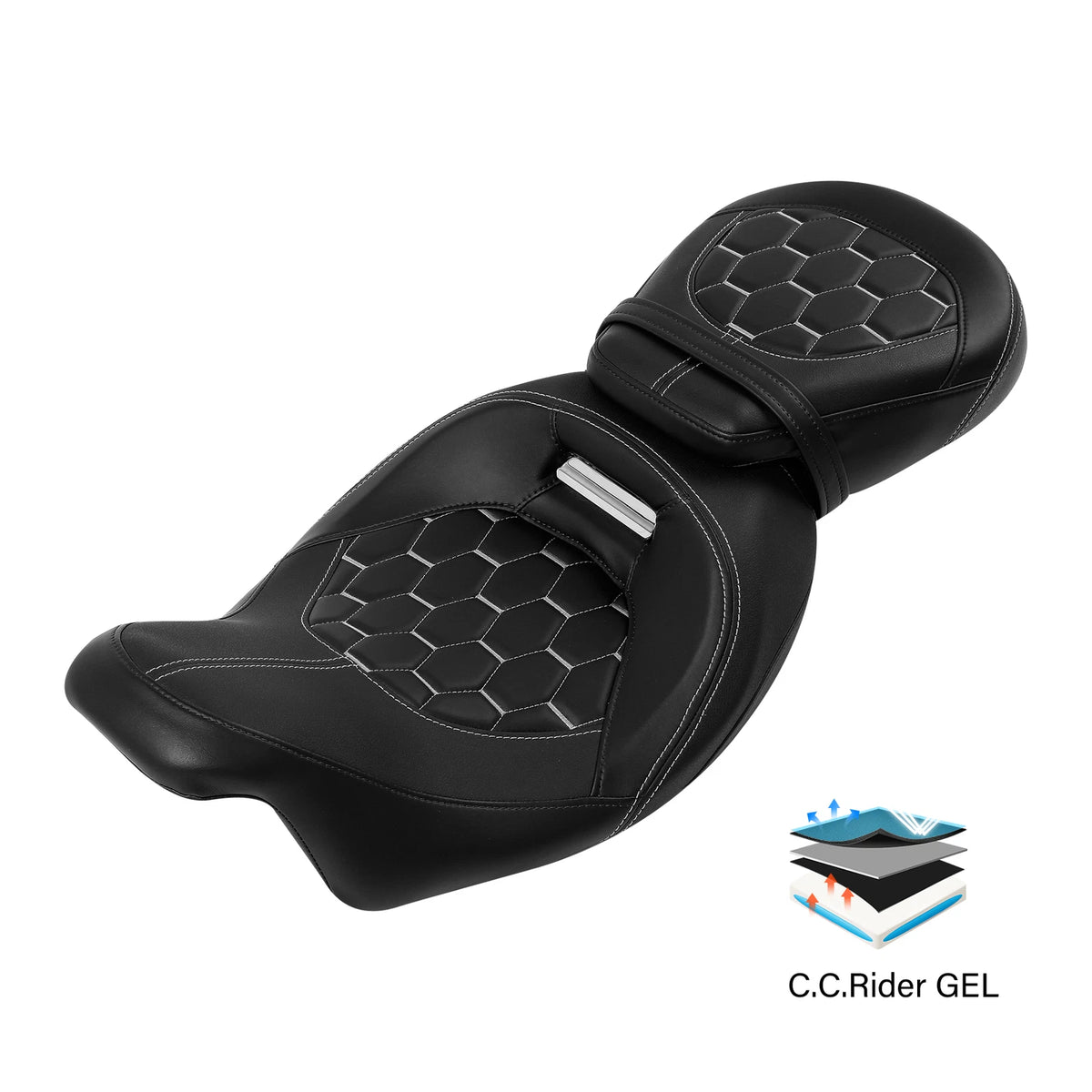 Driver Rider Passenger 2 Up Gel Seat Fit For Harley Electra Road Glide 2009-23