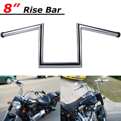 8" Rise 1" Ape Hanger Handlebars Drag Z-Bar Universal For Harley Honda Kawasaki
