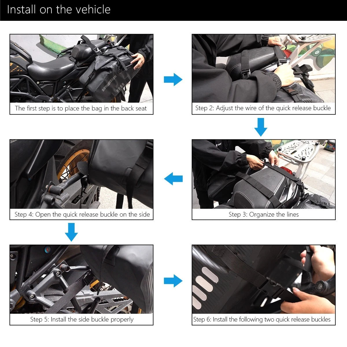 Universal Rear Motorcycle Saddlebags Saddle Storage Side Bags 28L For BMW Honda