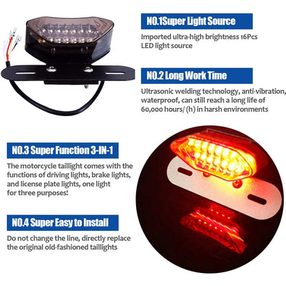 Motorcycle LED Turn Signals Brake Stop Light License Plate Integrated Tail Light