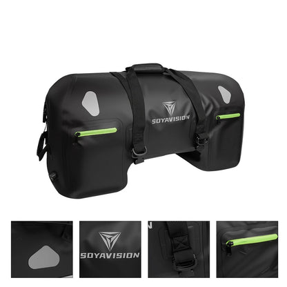 80L Black Motorcycle Tail Bag Waterproof PVC Duffle Bag Moto Offroad Luggage