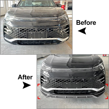 Glossy Black Front Bumper Lip Spoiler Splitter For VW Tiguan MK3 2024-2025