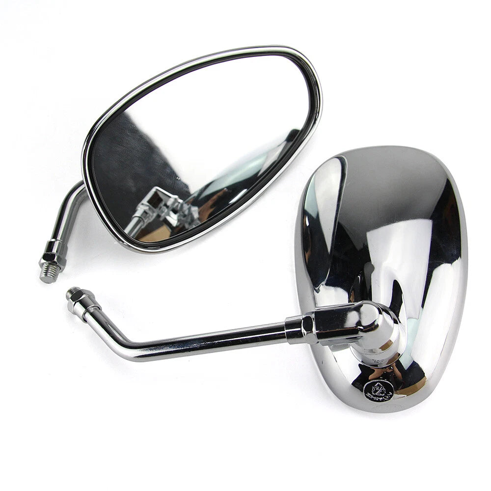 1Pair Chrome Motorcycle Rearview Side mirrors Long Stem For Honda Suzuki Kawaski