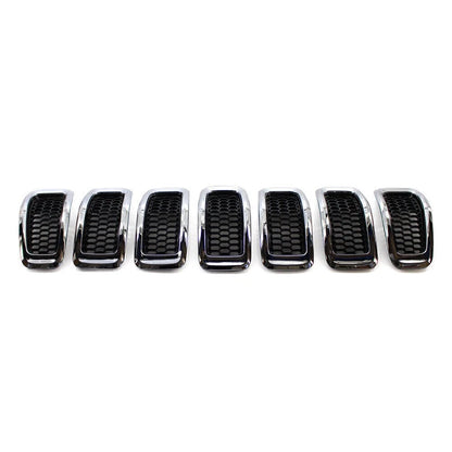 Honeycomb Front Grille Inserts Grill Cover Trim Chrome Fit Jeep Cherokee 2014-18