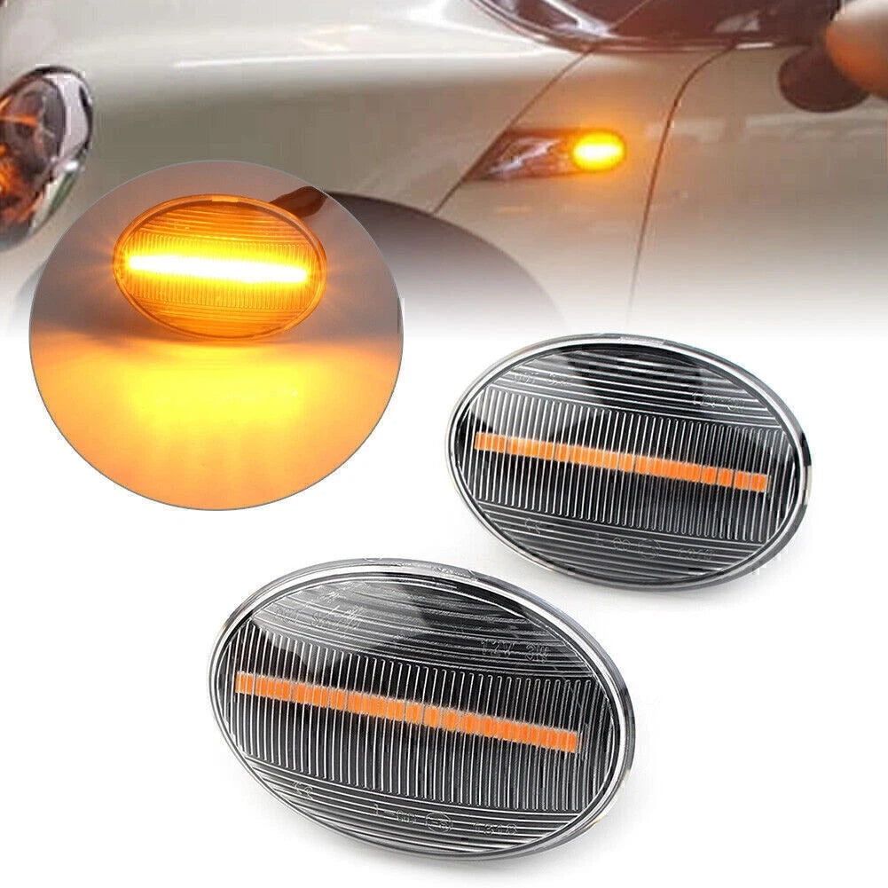 2x Dynamic Clear LED Side Marker Signal Light For MINI Cooper R55 R56 R57 R58