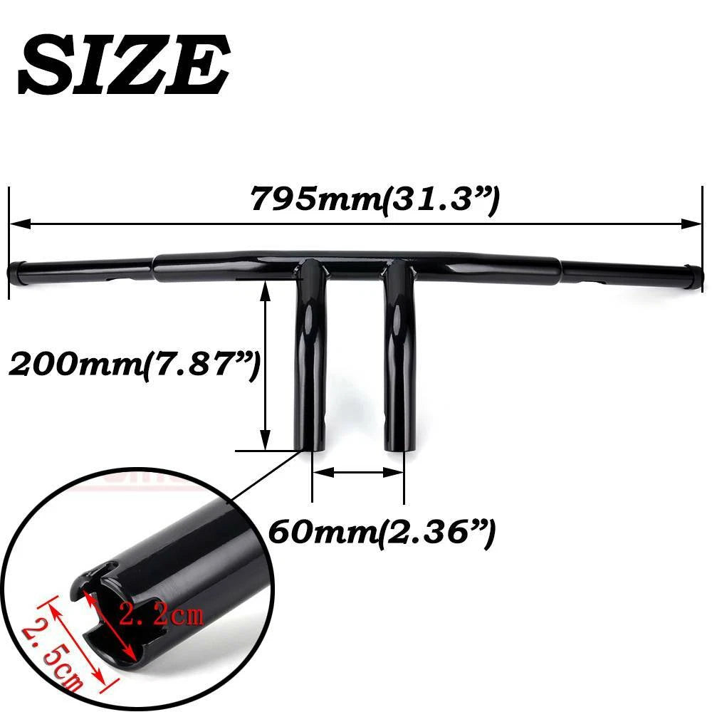 1-1/4" BLACK 8" RISE T-BARS HANDLEBARS DRAG BARS DRAG BAR FOR HARLEY MOTORCYCLE
