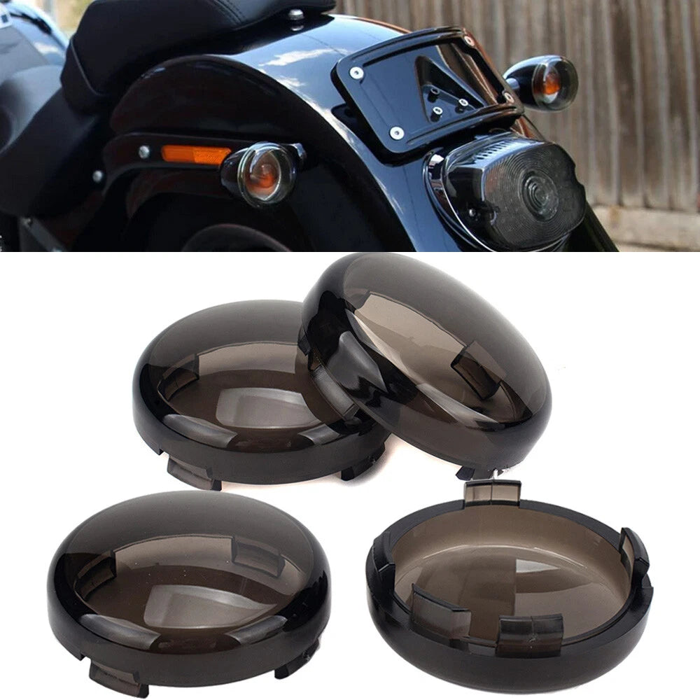 4pcs Smoked Turn Signal Lights Lens Covers For Harley Touring Electra Road Glide