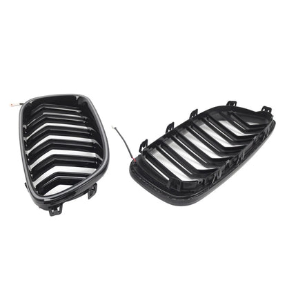 Glossy Black Front Kidney Grille W/ Light Strip For BMW 5 Series F10 F11 2010-16