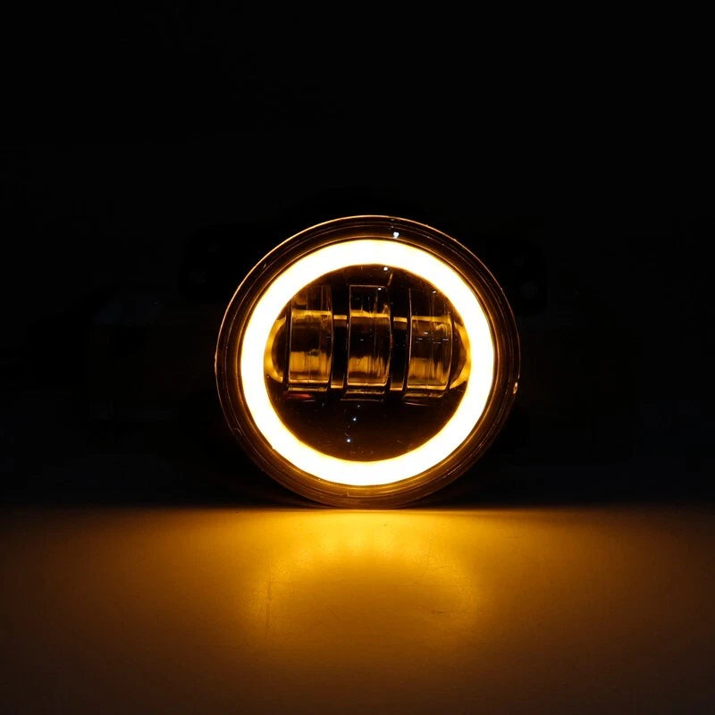 2X Halo Amber Angel Eyes LED 4" Inch Fog Light Lamp For Dodge Jeep Wrangler JK