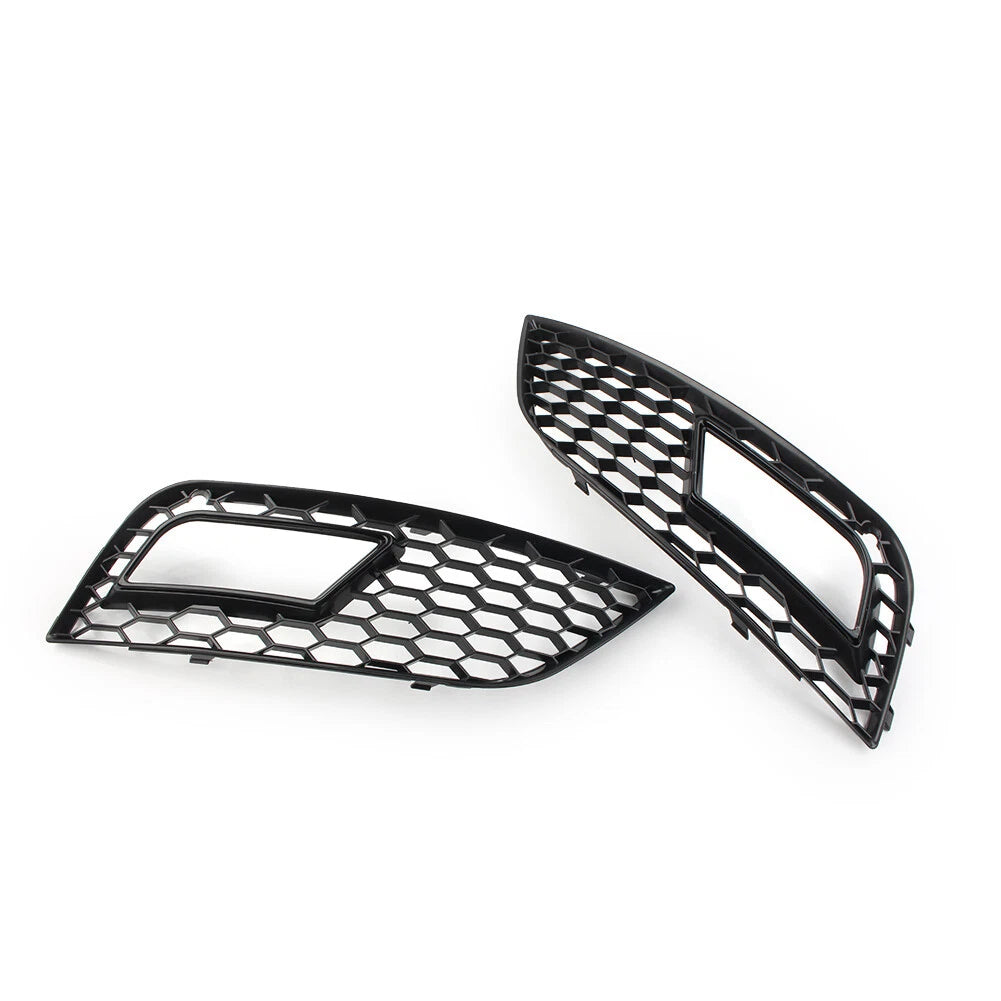 Front Fog Light Honeycomb Hex Mesh Grill Cover For Audi A4 B8.5 2013-2016 Black
