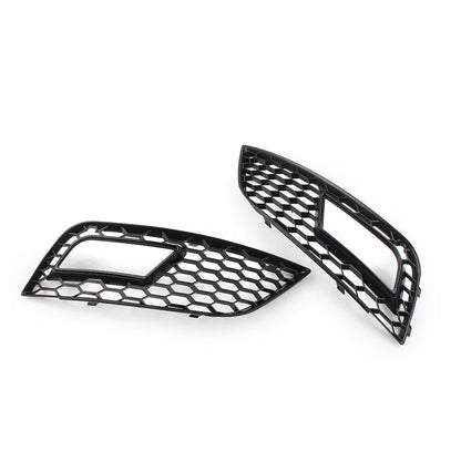 Front Fog Light Honeycomb Hex Mesh Grill Cover For Audi A4 B8.5 2013-2016 Black